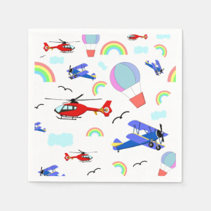 Flygplan, helikoptrar och ballonger pappersservett