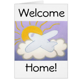 Flygplan hemmavid hälsningskort