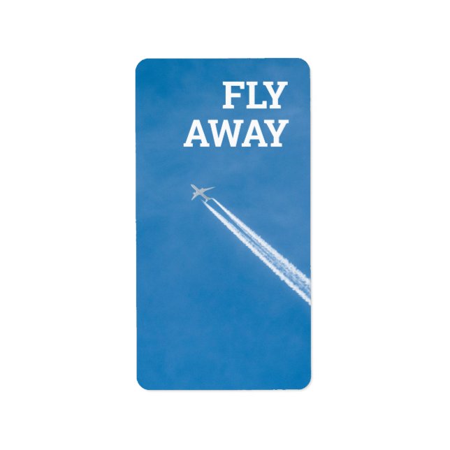Flygplan i blå himmel adressetikett (Framsidan)