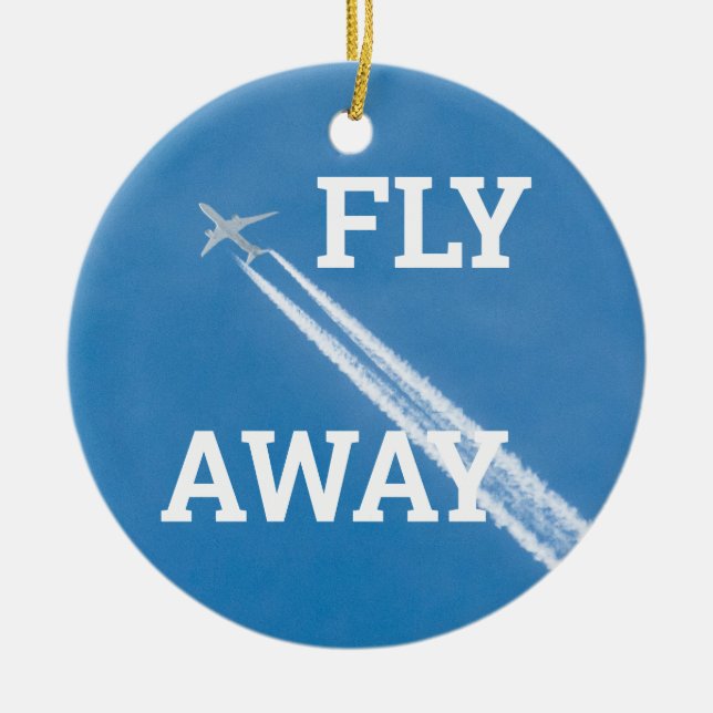 Flygplan i blå himmel julgransprydnad keramik (Framsidan)