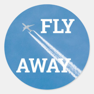 Flygplan i blå himmel runt klistermärke