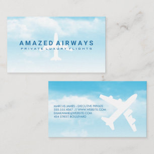 Flygplan i Blue Cloudy Himmel Visitkort