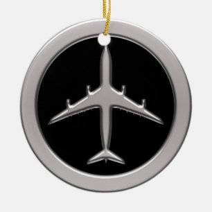 Flygplan i Chrome Jet Julgransprydnad Keramik