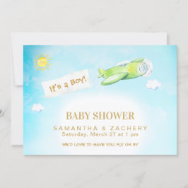 *~* Flygplan i Cloudy Himmel Boy Shower-inbjudan Inbjudningar