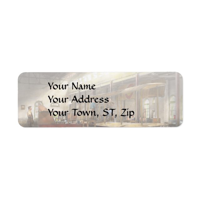 Flygplan - i flygplansfabriken 1918 returadress etikett (Framsidan)