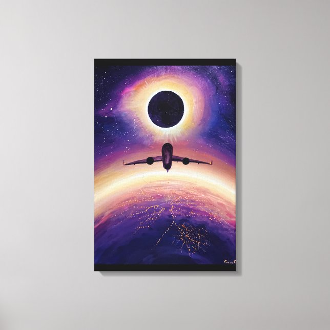 Flygplan i flygstaden och elipse canvastryck (Framsida)