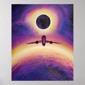 Flygplan i flygstaden och elipse poster