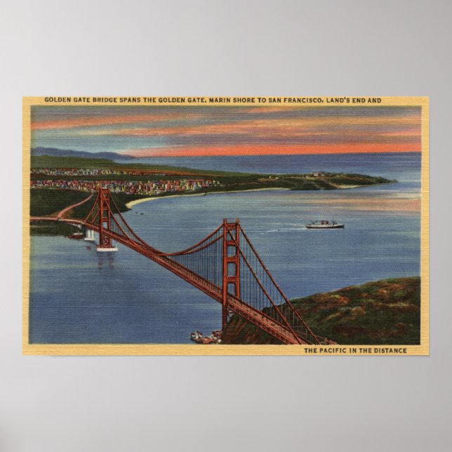 Flygplan i Golden Grind Bridge & Bay Area Poster (Framsidan)