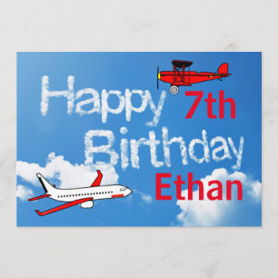Flygplan i Himlar - Boys Birthday-inbjudan Inbjudningar