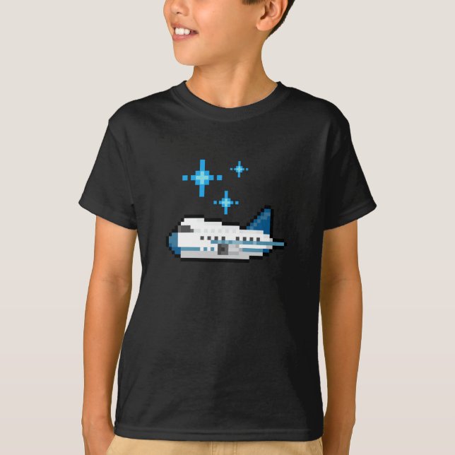 Flygplan i Himmel, Cute, Coola Pixel Art T Shirt (Framsida)