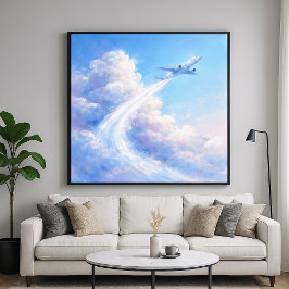 Flygplan i luften - Pastellkonst stil Poster