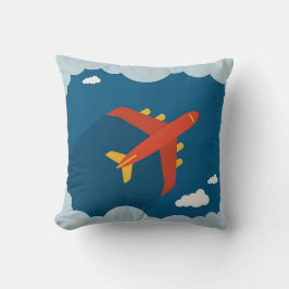 Flygplan i pilot- blå himmelbarnens barnkammare kudde