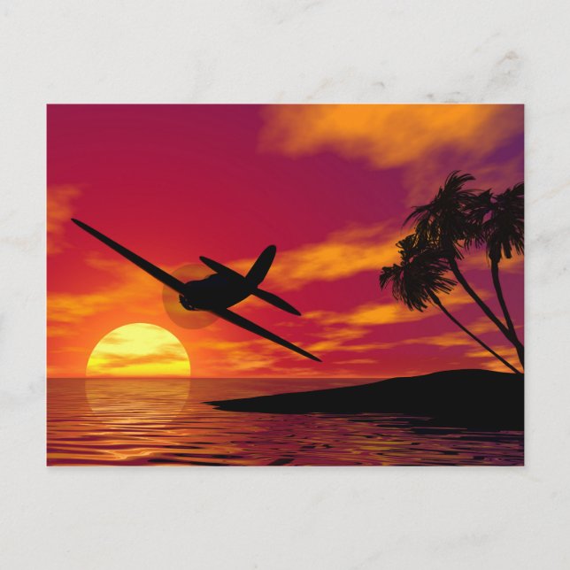 Flygplan i Tropical Sunset Vykort (Framsida)