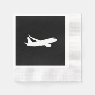 Flygplan Jet Liner Silhouette, flygande svart deko Pappersservett