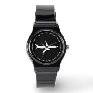 Flygplan Jet Liner White Silhouette-flygande Armbandsur