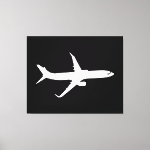 Flygplan Jet Liner White Silhouette-flygande Canvastryck
