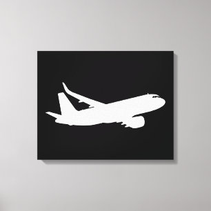 Flygplan Jet Liner White Silhouette-flygdäck Canvastryck