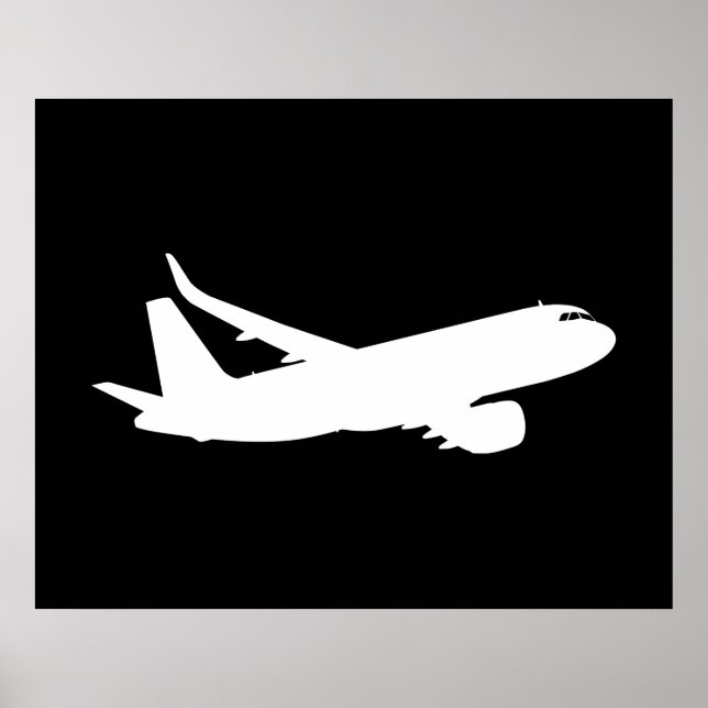Flygplan Jet Liner White Silhouette-flygdäck Poster (Framsidan)