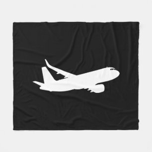 Flygplan Jet Liner White Silhouette flygdeka Fleecefilt