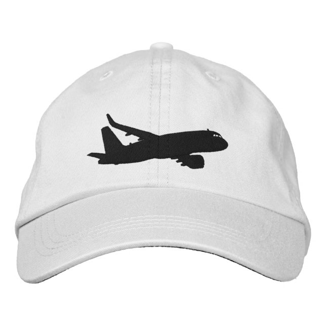 Flygplan Jet Silhouette med flyg Embroidery Broderad Keps (Framsida)