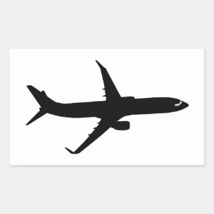 Flygplan Jetliner Black Flight Anpassa Färg Rektangulärt Klistermärke