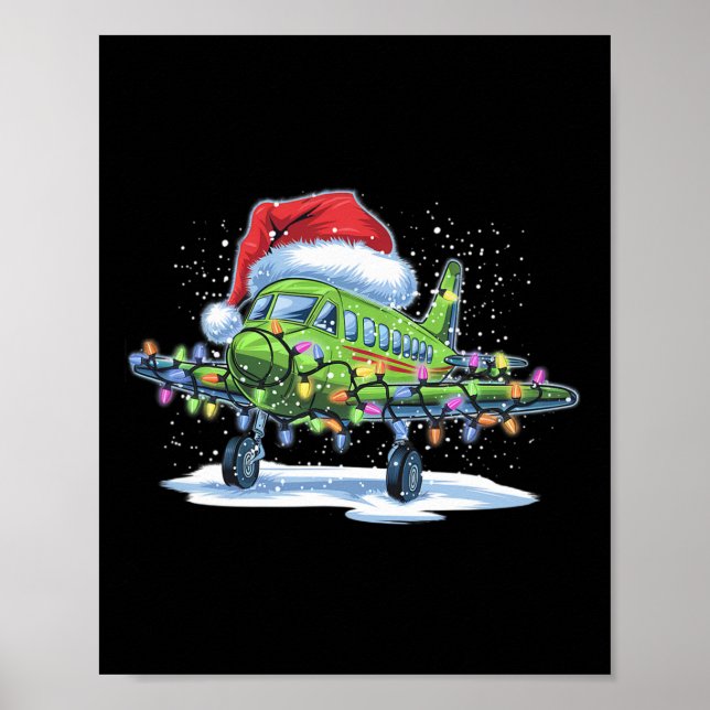 Flygplan Julgran Ljus God jul Xma Poster (Framsidan)