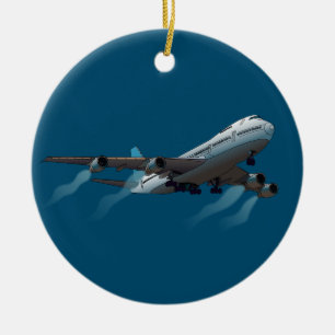 Flygplan. Jumbo jet. Julgransprydnad Keramik
