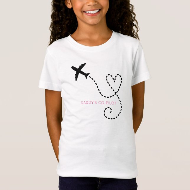 Flygplan med Heart Pappor Co-Pilot Kids Roligt T- T Shirt (Framsida)