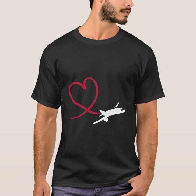 Flygplan med hjärta t shirt (Framsida)