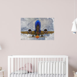 Flygplan med mycket grumlig himmel poster