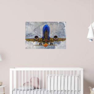 Flygplan med mycket grumlig himmel poster