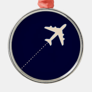 Flygplan med prickad linje julgransprydnad metall