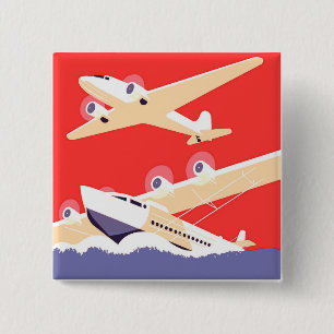 Flygplan med Vintage Propeller Knapp