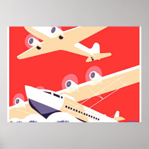 Flygplan med Vintage Propeller Poster
