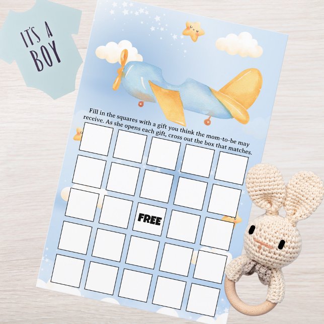 Flygplan, moln och stjärnor, blått, Pojke, rött (Skapare uppladdad)