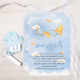 Flygplan, moln och stjärnor, blått, Pojke, rött Tilläggskort