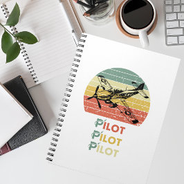 Flygplan mot en Retro Vintage Sunset, luftfart Anteckningsbok