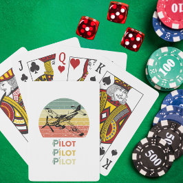 Flygplan mot en Retro Vintage Sunset, luftfart Casinokort