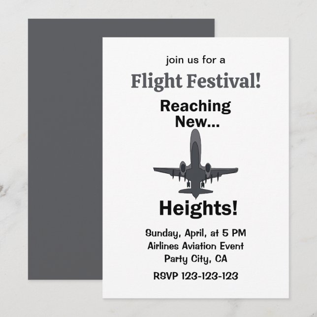 Flygplan når nya höjder Flygfestival Inbjudningar (Fram/baksida)