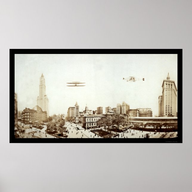 Flygplan NYC City Hall Photo 1913 Poster (Framsidan)