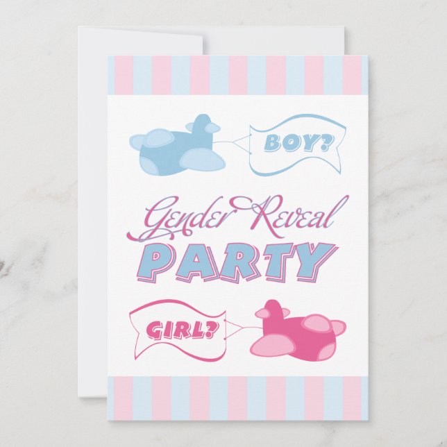 Flygplan och Banners Rand Gender Reveal Party Inbjudningar (Framsida)