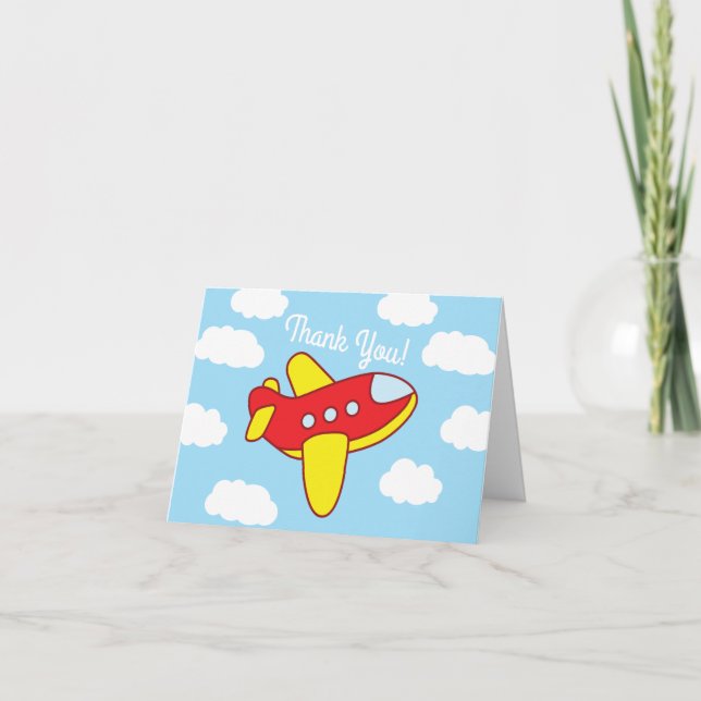 Flygplan och Jet Cute 1:a födelsedagen Party Kort (Framsida)
