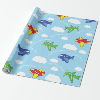Flygplan och Jet Cute 1:a födelsedagen Party Presentpapper