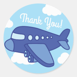 Flygplan och Jet Cute Barn Födelsedagsfest Runt Klistermärke