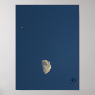 Flygplan och måne poster