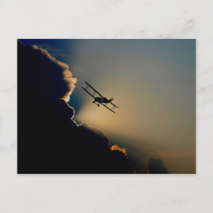 Flygplan och solnedgång vykort