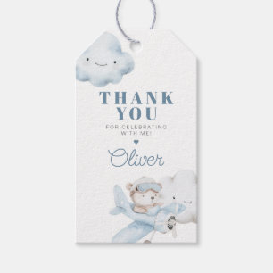 Flygplan och teddybjörn Baby Shower eller födelsed Presentetikett