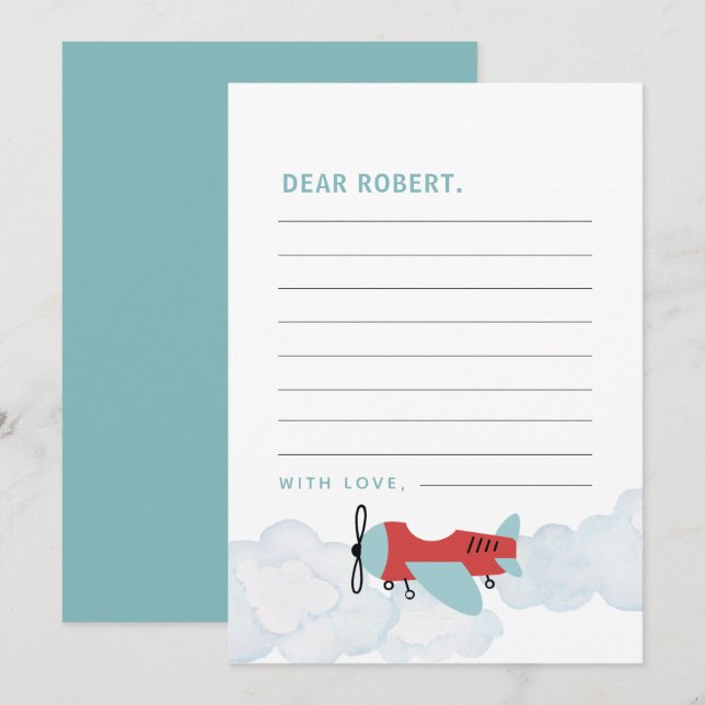 Flygplan Oh My Time Flies Time Capsule Note Card Tack Kort (Fram/baksida)