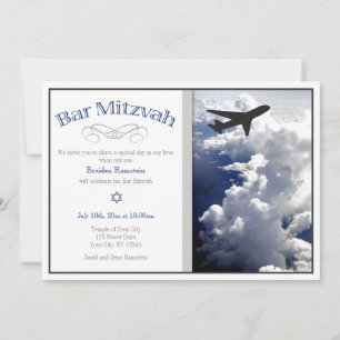 Flygplan ovanför molnen Pub Mitzvah-inbjudan Inbjudningar