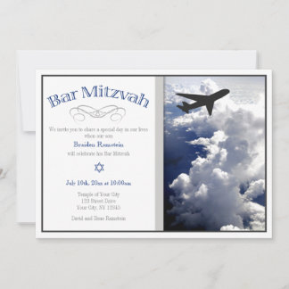 Flygplan ovanför molnen Pub Mitzvah-inbjudan Inbjudningar